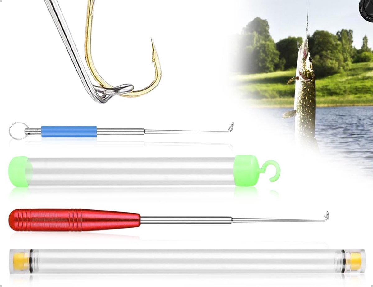 SnelShoppen - 2 Stuks Visshaak Trekker, Stabiliteit, Draagbaar, Magnetisch Viss Gereedschap met Opslagtube, 13 en 18 cm