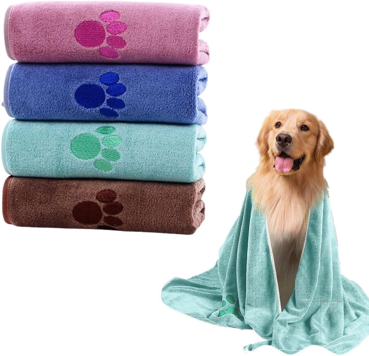 Huisdier handdoeken 4 stuks - zachte microvezel - absorberend - ideaal voor honden en katten - ShopVlot