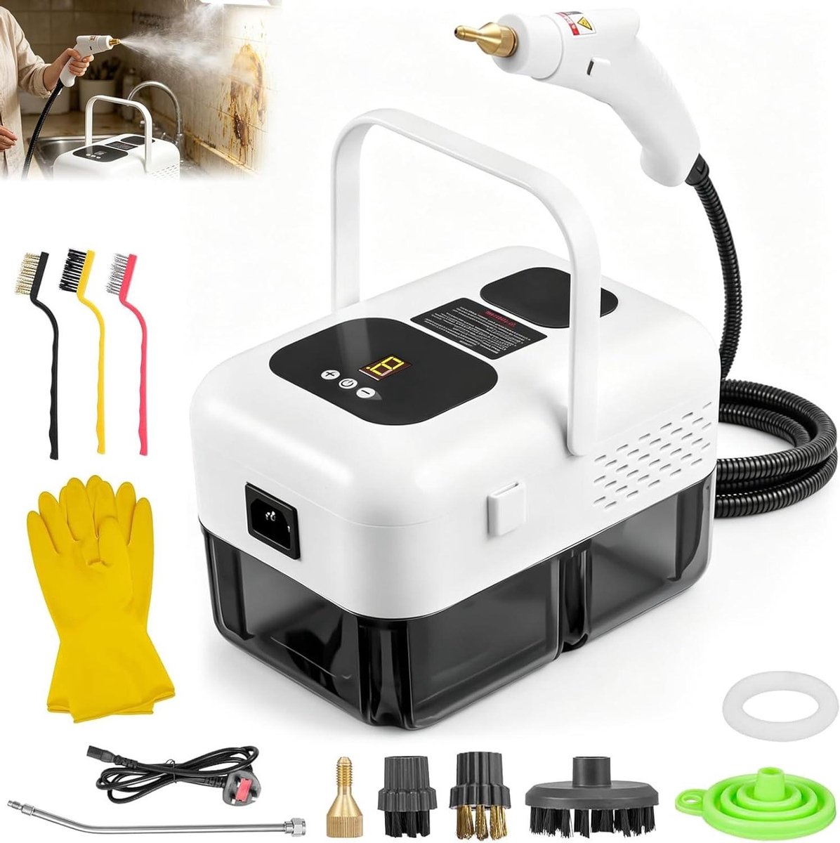 Stoomreiniger Handapparaat - Draagbare Stomer - Effectief Reinigen - All-in-one Multifunctioneel - 1200 ml Reservoir - Wit