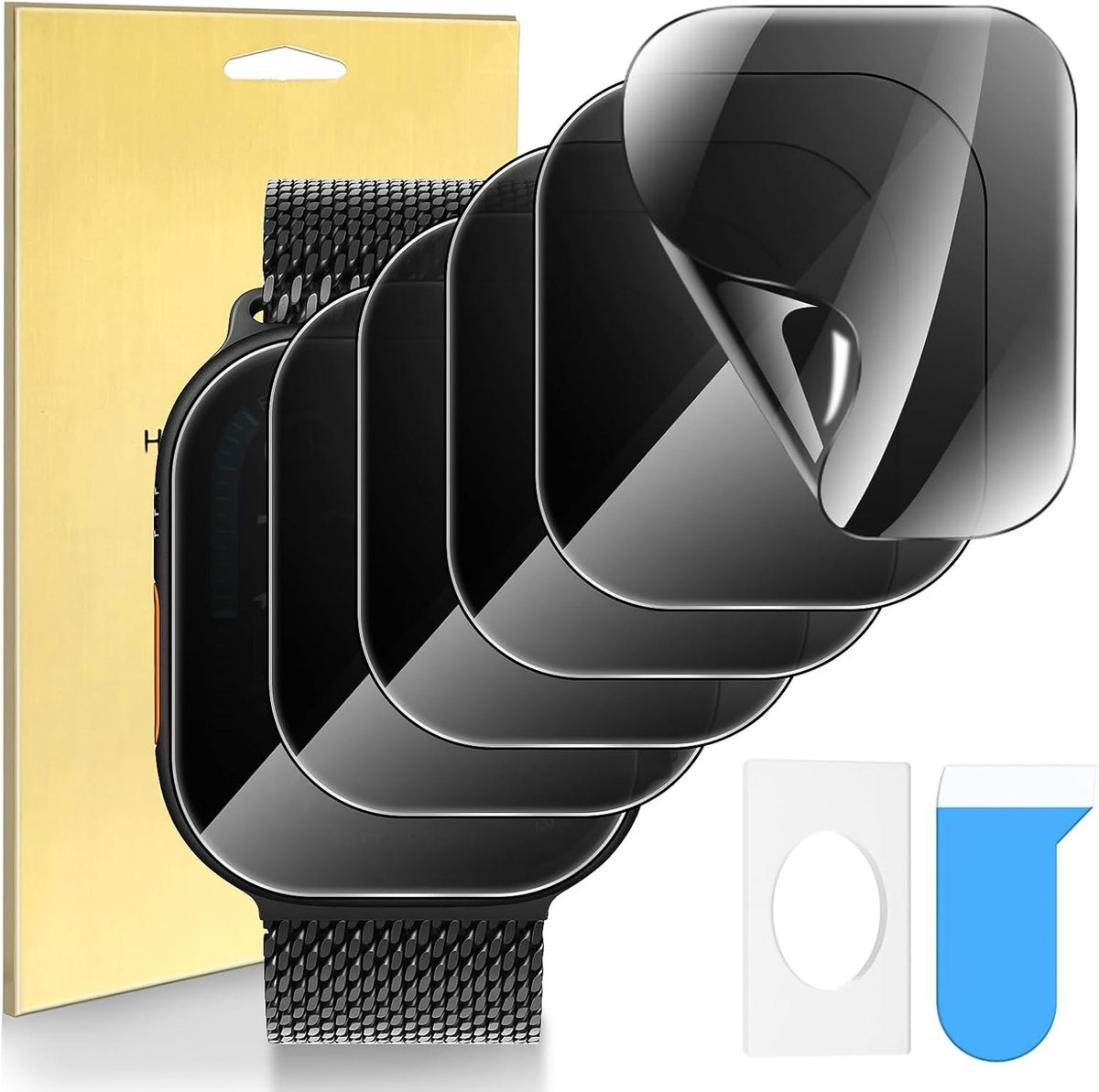 SnelShoppen - 6 Pack Screen Protector Apple Watch Series 11/10 46mm Privacy Bescherming Soft Membrane, Anti-Spy Schermbeschermer, TPU Materiaal, Besch