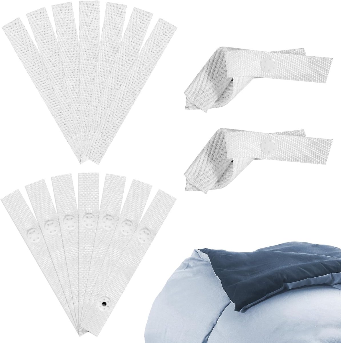 SnelShoppen - 16Pcs Dekbed Clips, Dekbed Hoekclips om Dekbedovertrek Perfect Vast te Zetten, Inclusief Bevestigingsbanden, Voor Alle Dekbedden, 6x1cm,
