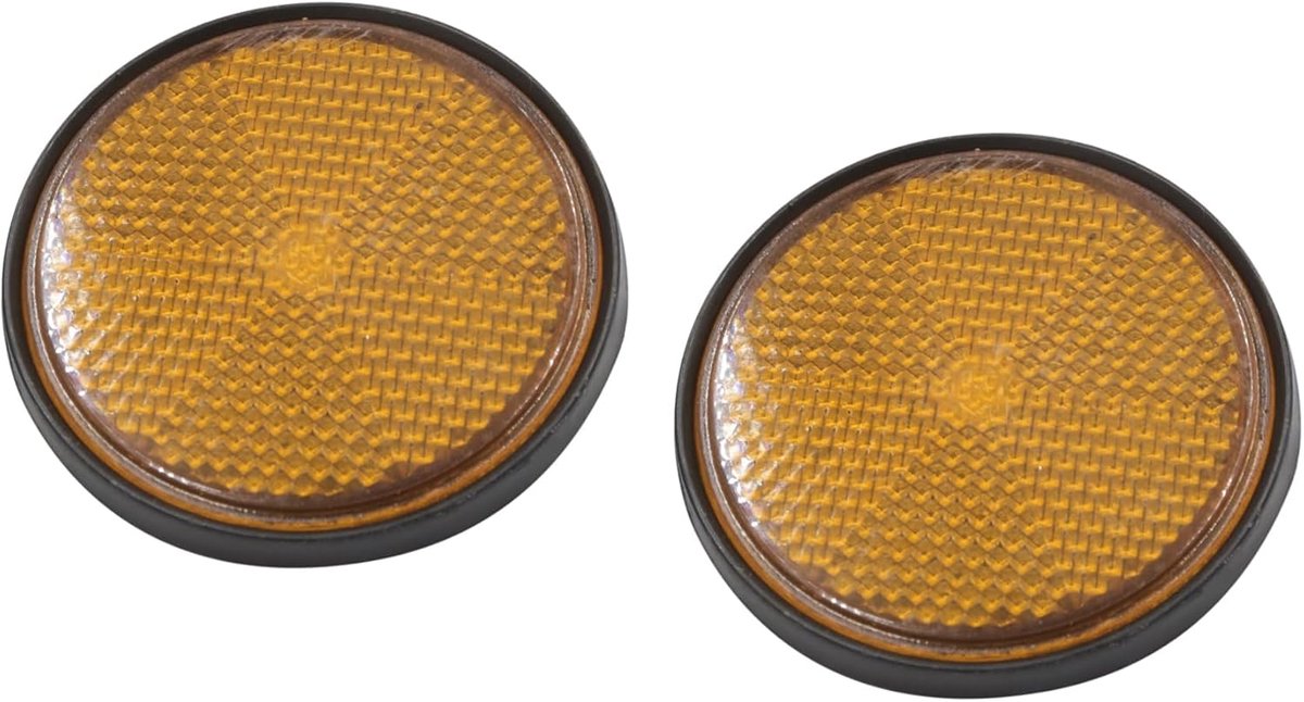 SnelShoppen - 2 Stuks 2.2 Inch Diameter Motorfiets Scooter Ronde Reflectoren Oranje Zwart Vervangingsitem van Plastic, Geschikt voor Diverse Motoren