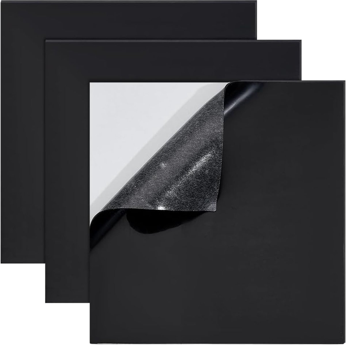 SnelShoppen - Set van 3 Zelfklevende Siliconen Rubber Platen 20 x 20 cm - Zwart Temperatuurbestendige Rubber Mat voor DIY Toepassingen en Afsluitmater