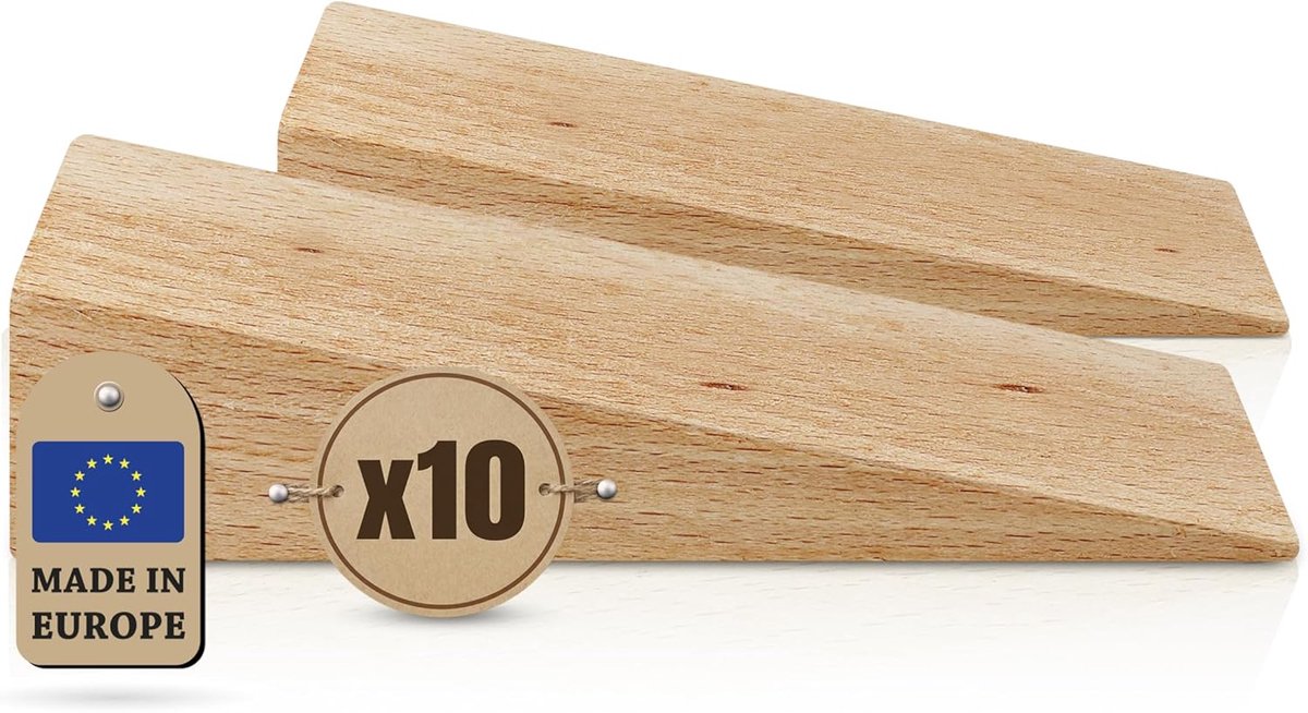 Houten Wig - Hardhouten Montagewig - Egalisatiewiggen - Deurstopper - Gereedschap - Afmetingen 100x40x25 mm - 10 Stuks