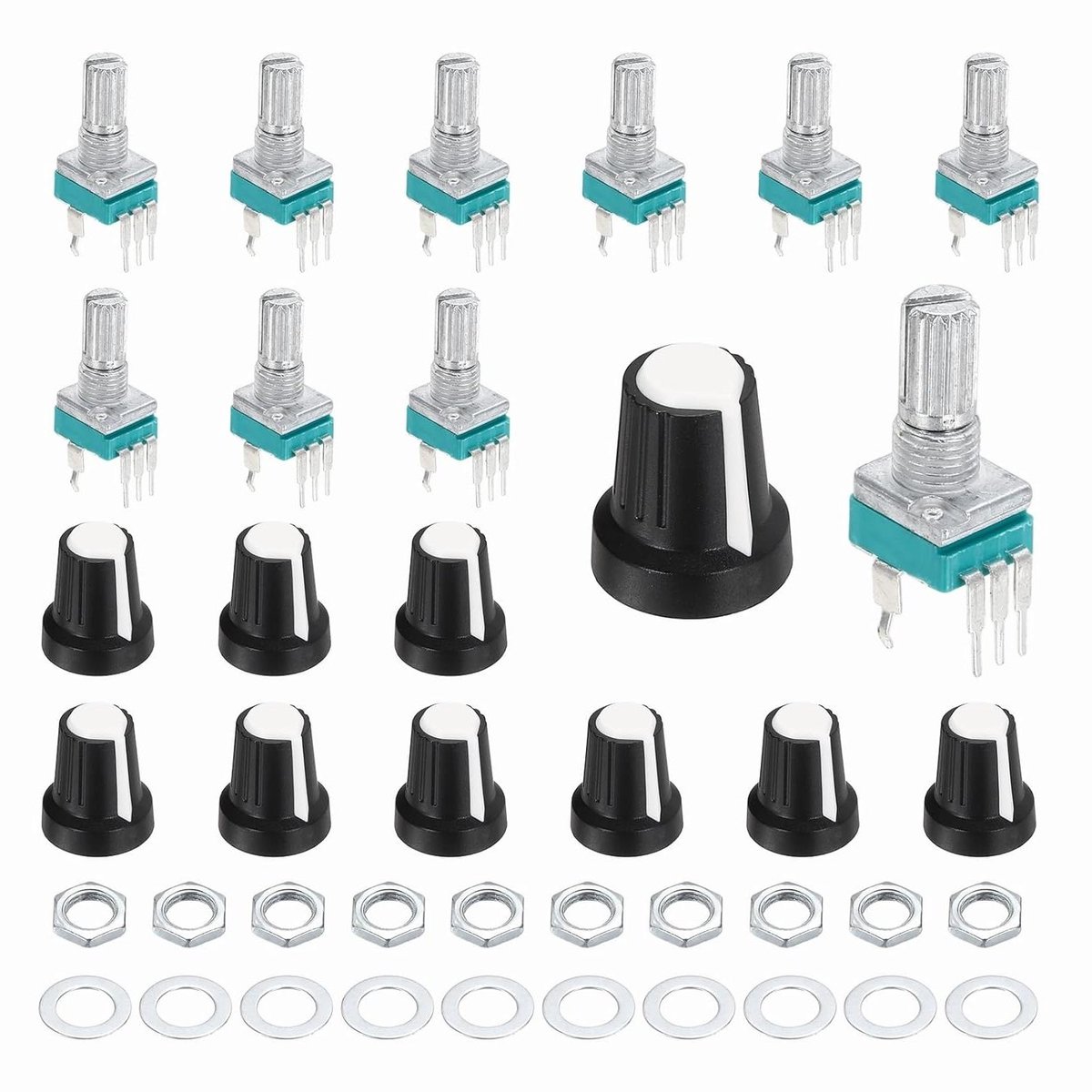 Potentiometer Set - Draaipotentiometer Variabele Weerstand - Audio Controle - Verzegeld Lineair Type B - 10 stuks B10K Ohm