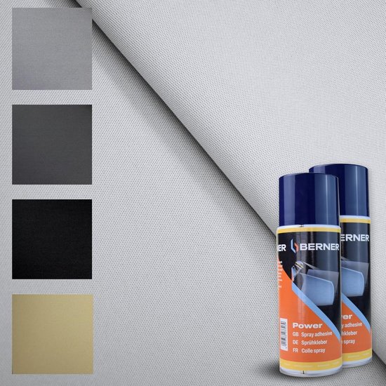 Stofbekledingset Hemel - Autostof Reparatie - Auto Interieur Vervangen - Hittebestendige Lijm - 150 cm breed - Grijs — afbeelding 2