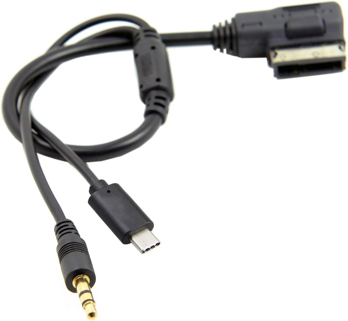 Cablecc Media In AMI MDI to Stereo 3.5mm Audio & USB-C Aux Adapter Cable For Car VW AUDI 2014 A4 A6 Q5 Q7 - ShopVlot