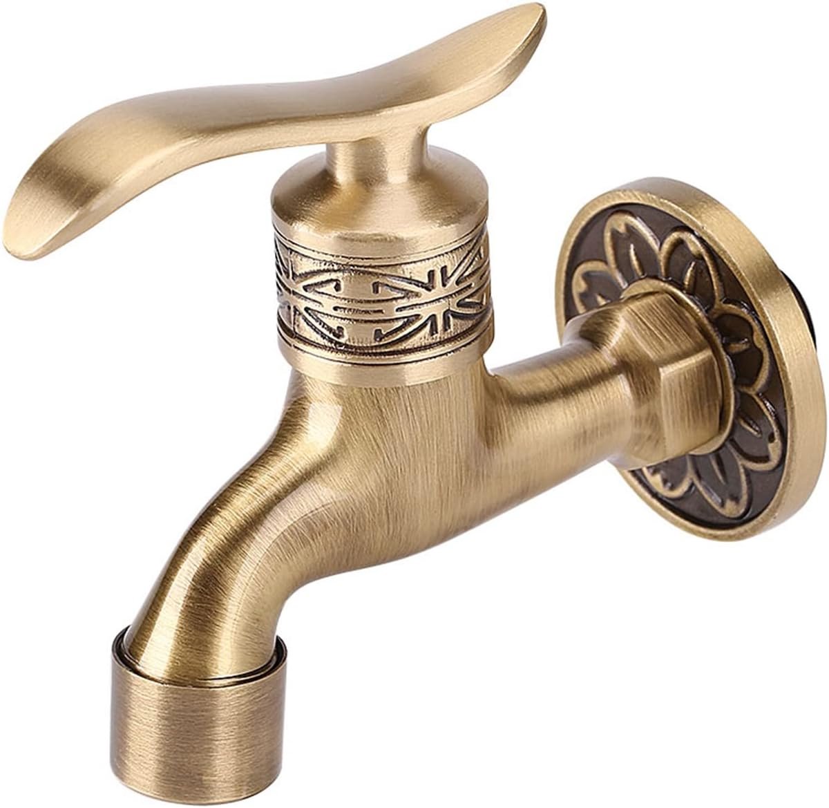 SnelShoppen - Antieke Messing Wandkraan met Hendel, Badkamer, Koud Water, Hoogwaardige Messing, Carved Draak, Ruimtebesparend, Stijlvol Voor Keuken en