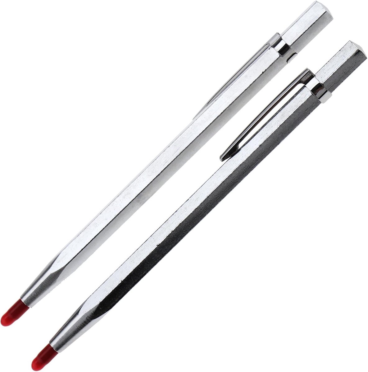 SnelShoppen - 2 Stuks Tungsten Carbide Punt Tip Scribers - Professionele Schrijfpen voor Technisch Detailwerk - Knurled Aluminium Handvat - Geschikt v