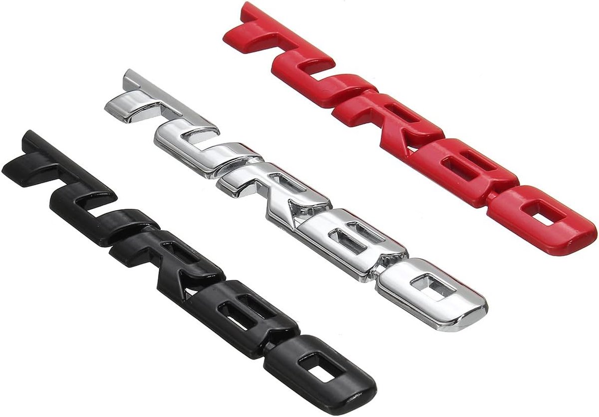 SnelShoppen - Turbo 3D Metalen Auto Sticker Lettering Badge voor Auto - Rood - 97x10x3mm - Perfect voor Carrosserie en Achterklep