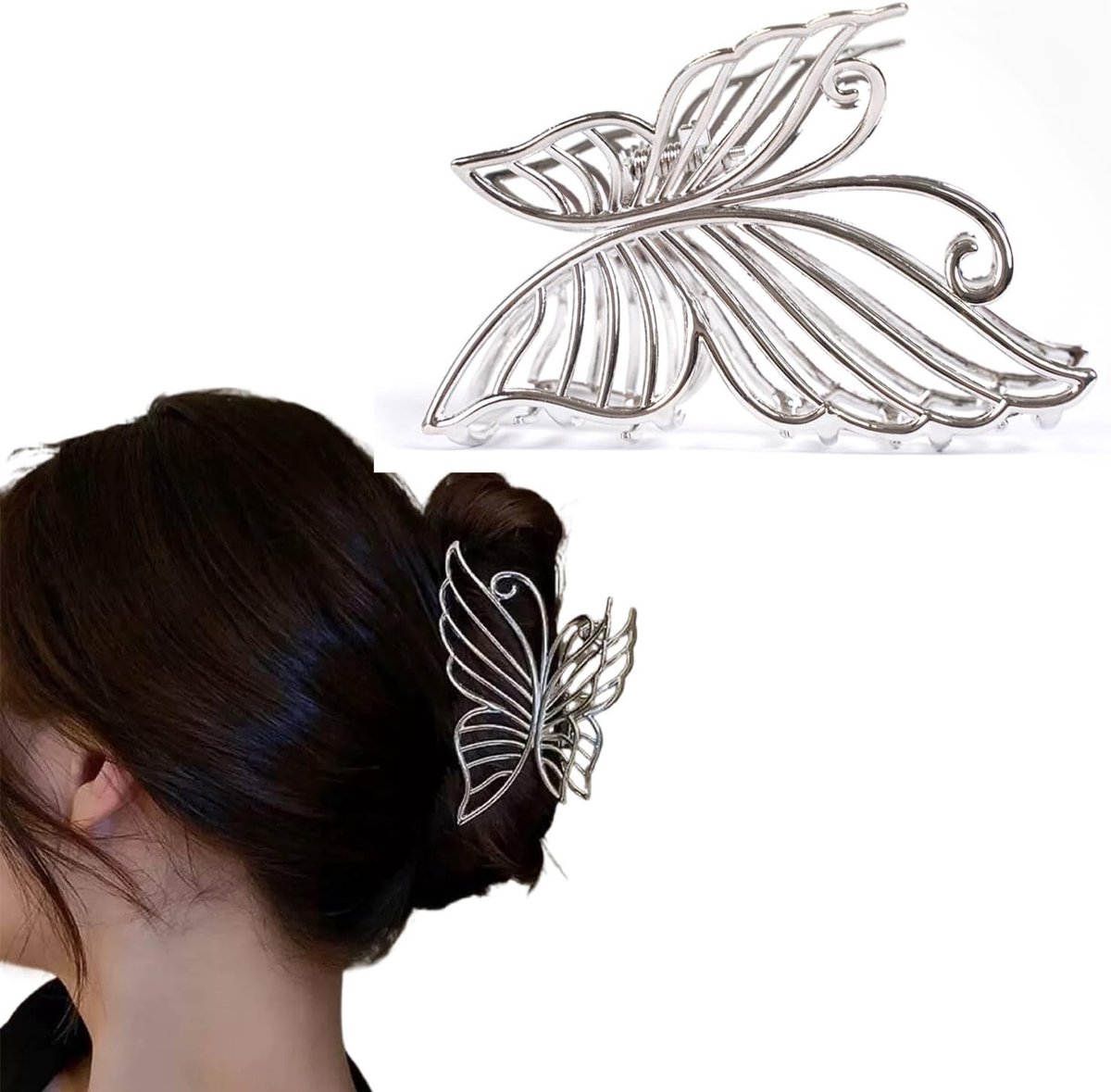 Grote metalen haarclip voor vrouwen, elegante vlinderontwerp, duurzaam haaraccessoire voor dik haar, sterke fixatie voor dagelijks gebruik en speciale gelegenheden