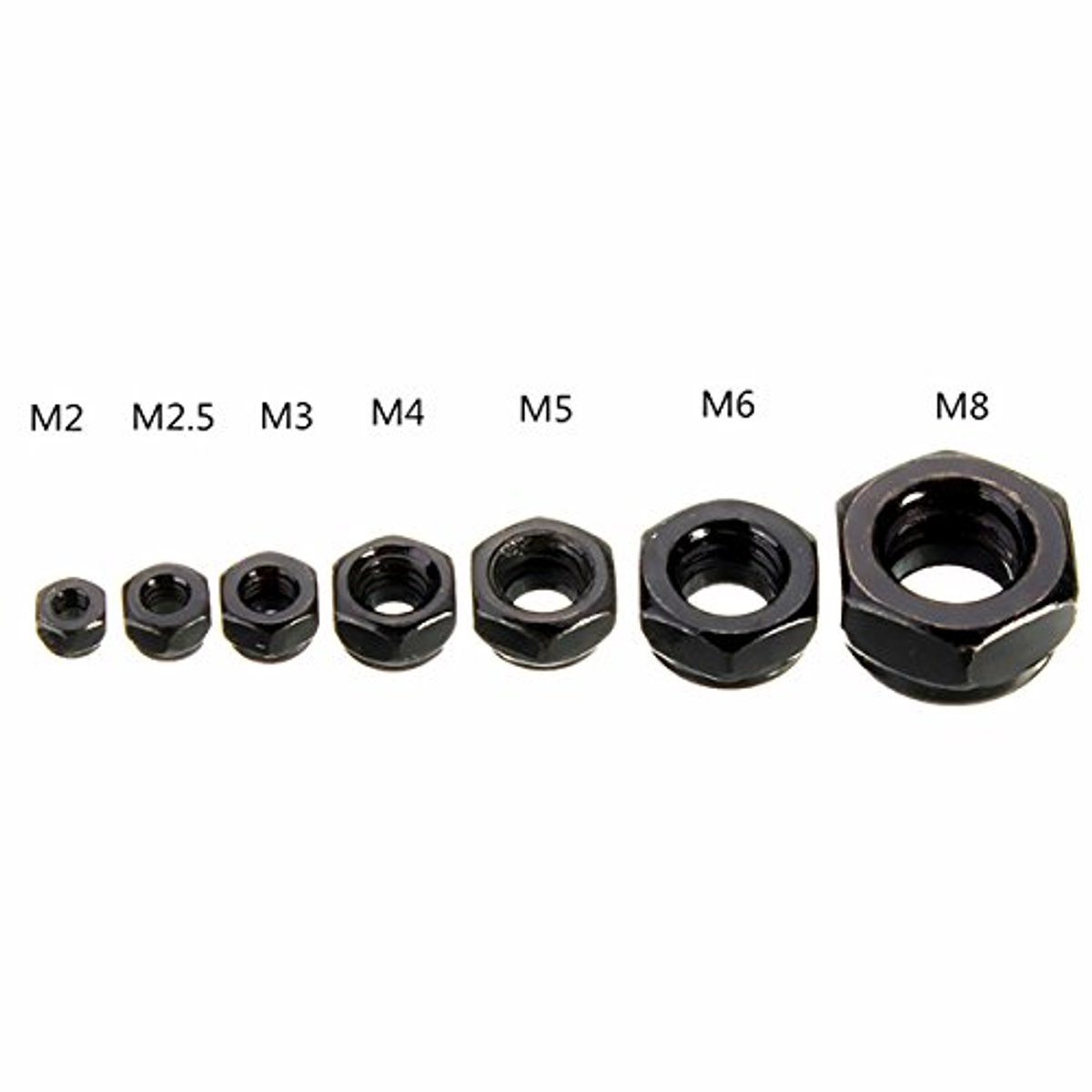 SnelShoppen - 10 Stuks Carbon Staal Zelf Locking Zeskantmoer Nylon Inlegmoer M2/M2.5/M3/M4/M5/M6/M8 - Zwarte M4