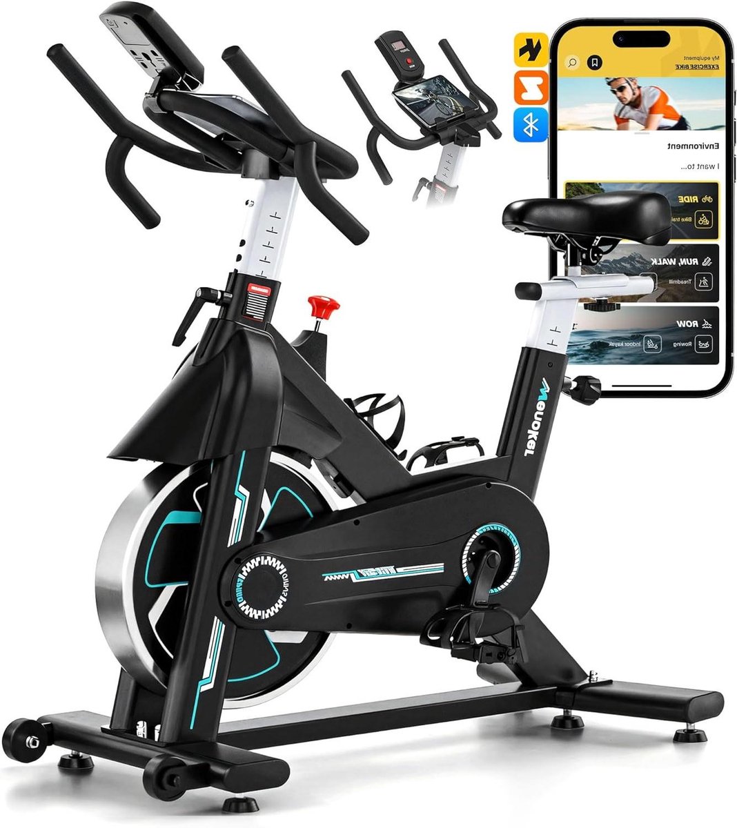 Hometrainer Fiets - Indoor Cycling - Thuis Sporten - Stille Riem Aandrijving - Tot 160 kg - Zwart Rood