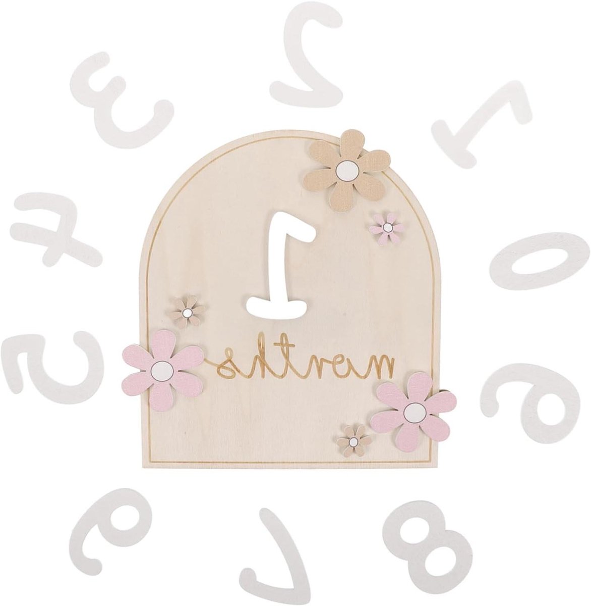 Mijlpaalkaarten Hout - Baby Maandkaarten - Herinneringen Vastleggen - Gladde Afwerking - 16 x 15 cm - Licht Geel