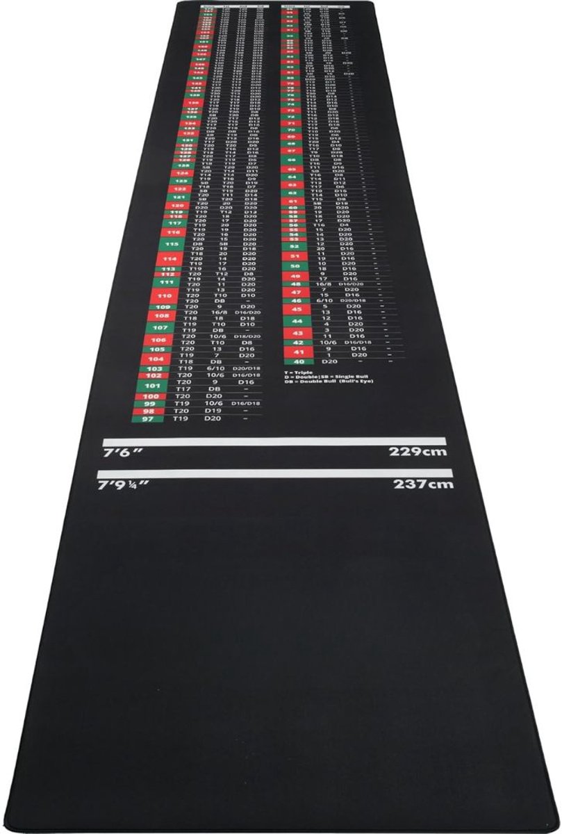 Lìon® Dart Vloerbeschermingsmat - Heavy Duty Dart-tapijt - Dartmat - Zwart - 300cm x 61cm x 1cm