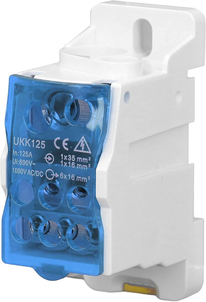 SnelShoppen - Terminal Block UKK-125a 690V DIN Rail Aansluitdoos Universele Voedingsblok Met Microcomputer Bescherming, Vuurvast, Blauw