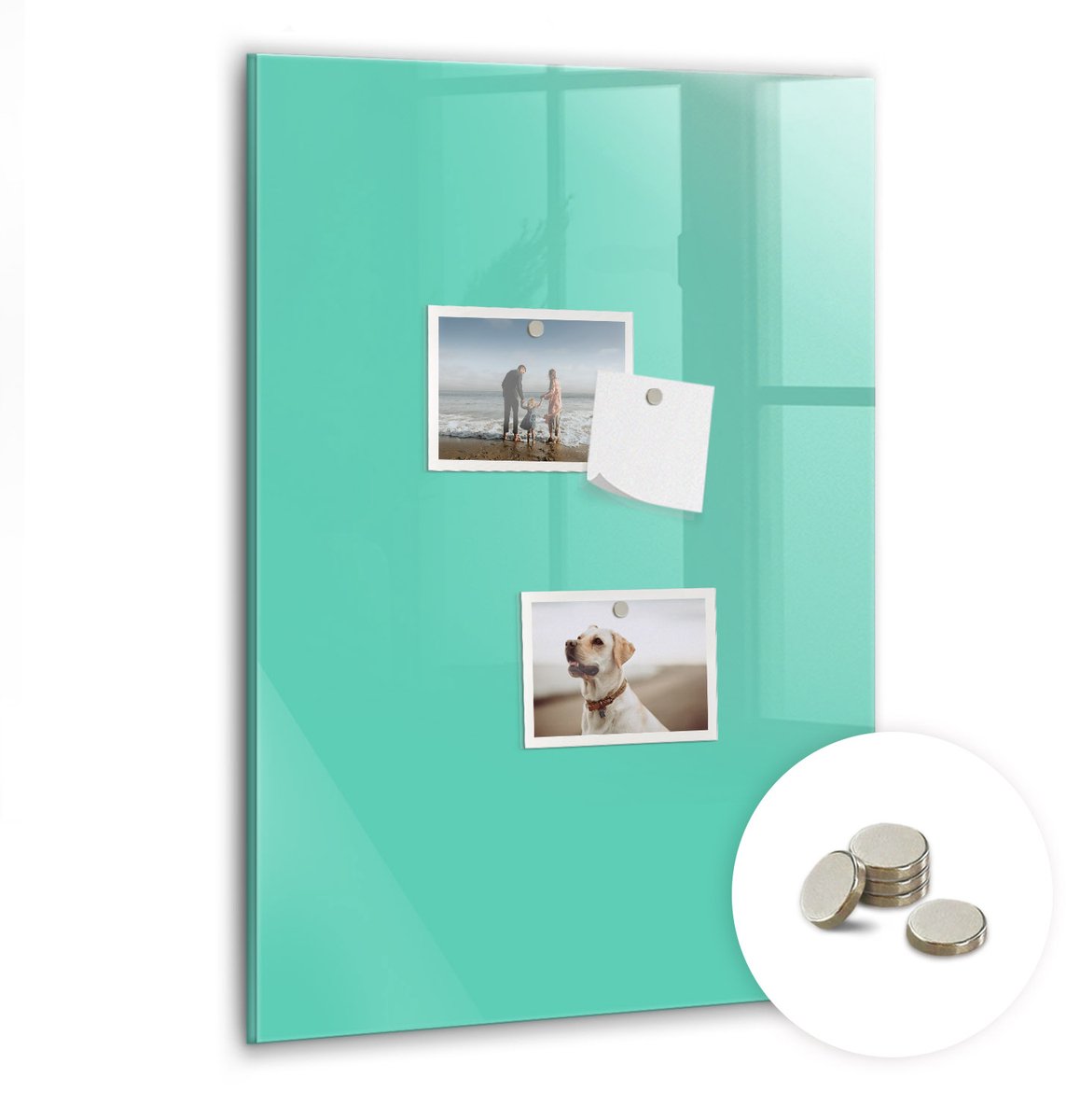 Coloray Glazen Magneetbord - Magnetisch Bord Crème kleur - 40x60 cm - Turkoois Magneetbord - Magnetic Board - Bureau Decoratie
