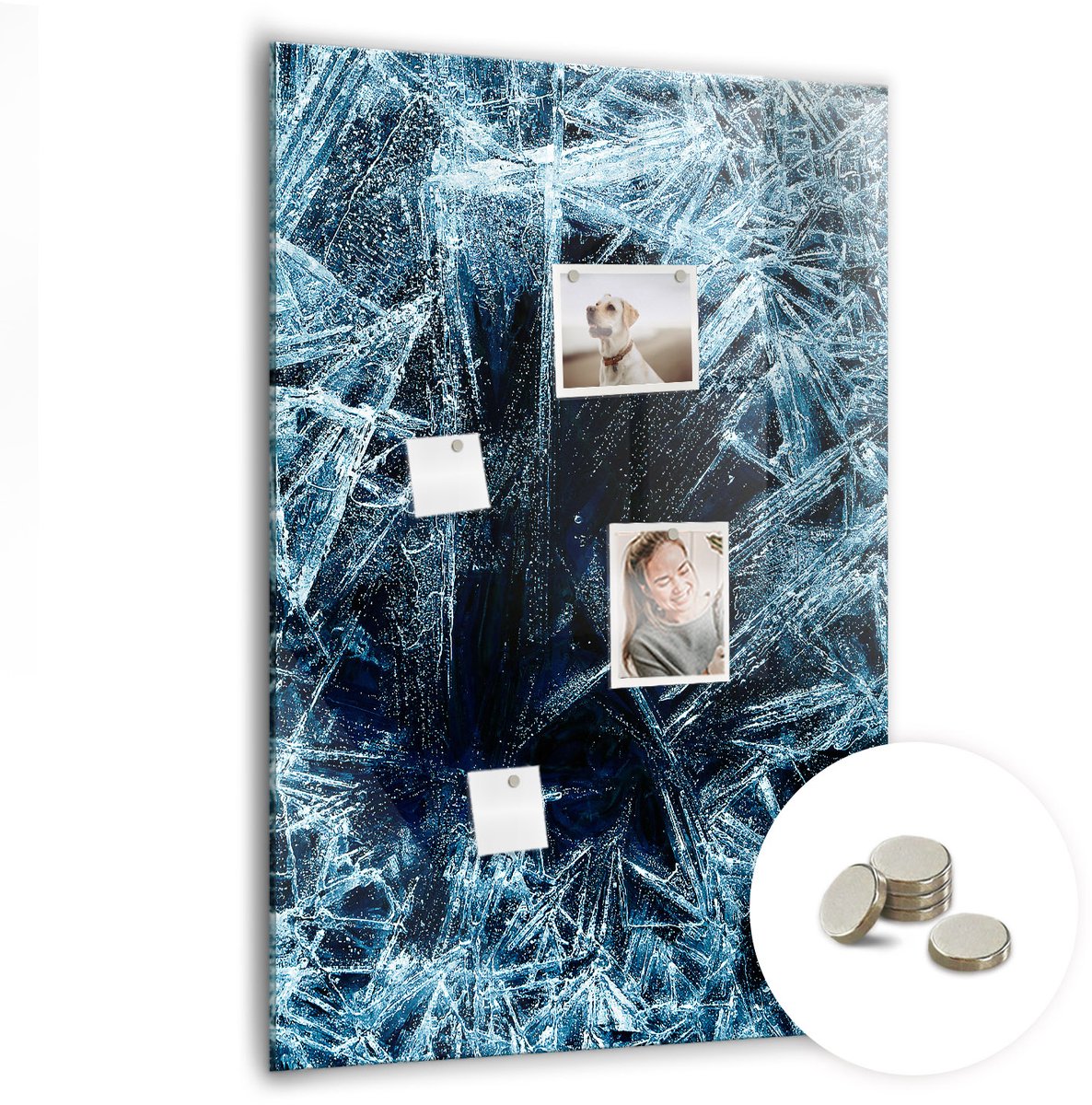 Coloray Glazen Magneetbord - Magnetisch Bord Abstractiepunten - 70x100 cm - Blauw Magneetbord - Magnetic Board - Glazen Magneetbord