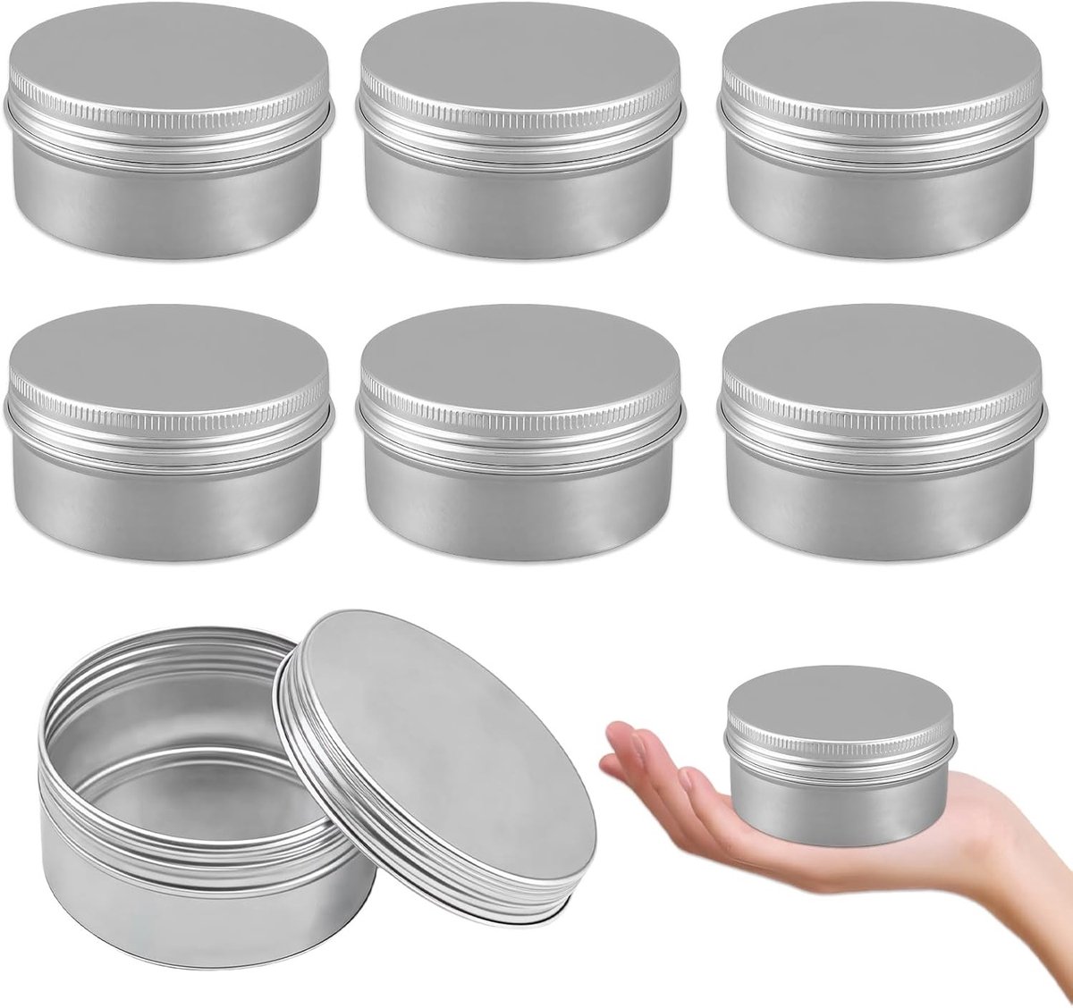 Aluminium Blikken voor Crèmes en Lipbalsems - 200ml Levensmiddelenveilige Herbruikbare Potjes voor DIY Projecten en Reizen, Lekvrij en Waterbestendig