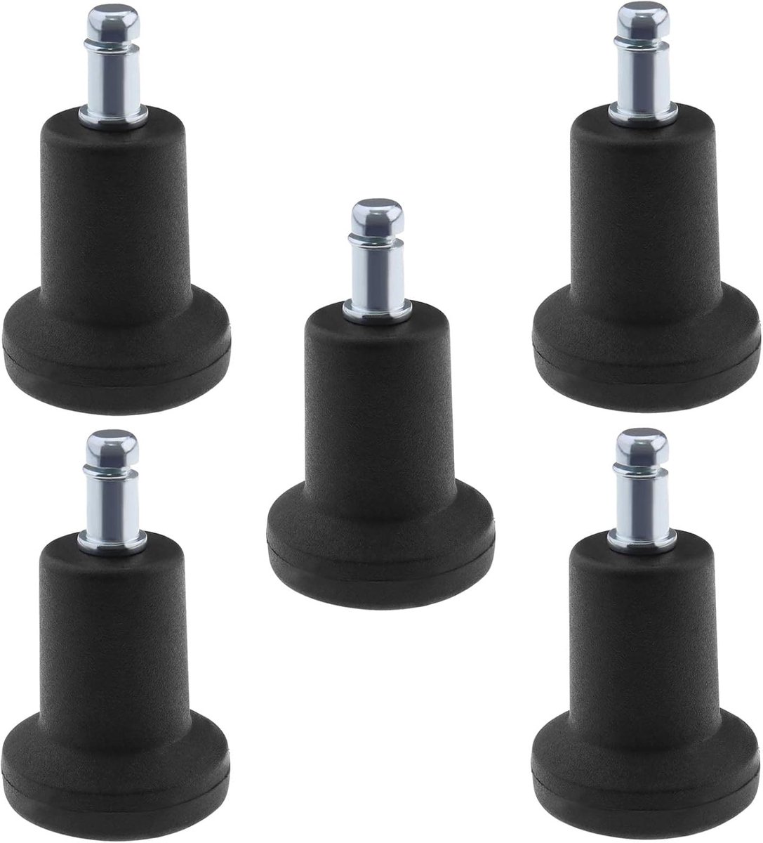 SnelShoppen - 5 Stuks Bell Glides Vervangende Wielen voor Bureaustoelen, Zwarte PU Stopper, 11x22mm, Ideaal voor Kantoor en Thuisgebruik