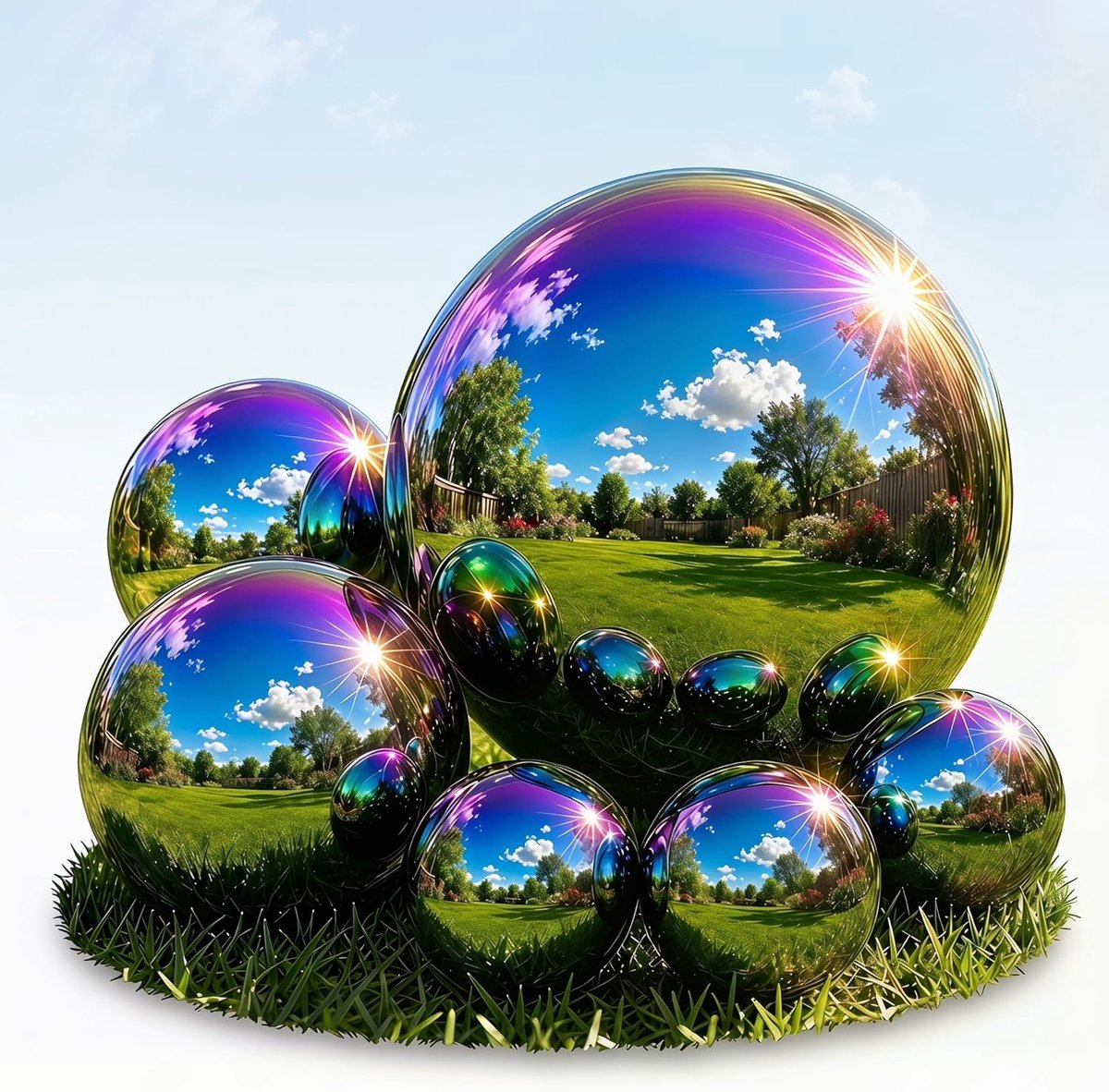 SnelShoppen - 8 Stuks Rvs Tuin Reflecterende Ballen Holle Spiegelsphere Gepolijst Glanzend Tuindecoratie Voor Feesten en Buiten