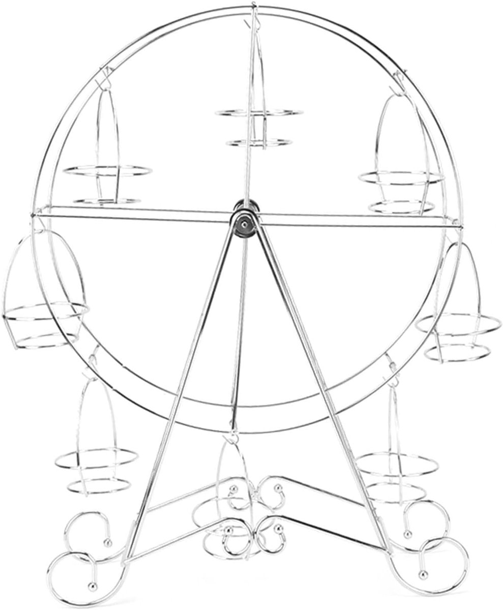 SnelShoppen - Ferris Wheel Cupcake Stand - Draaiende Dessert Tray voor 8 Cupcakes - Unieke IJzeren Houder voor Taartjes en Snacks - Perfect voor Feest