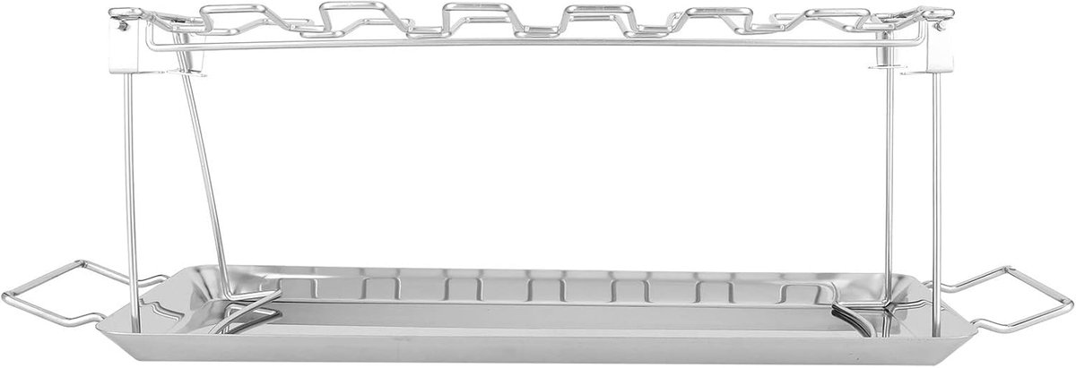 SnelShoppen - Chicken Leg Rack 14 Slots Roestvrijstalen Kippenvleugel Branderstandaard met Afvoergleuf voor Rookgrill voor Tuin, Kampeerfeest, Keuken