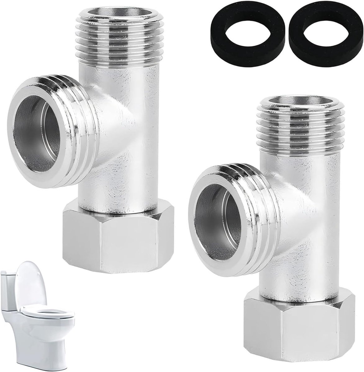 SnelShoppen - 3-Weg Schakelklep 3/8" Adapter T-Connector RVS T-Stuk Geborsteld Nikkel Diverter (2 Stuks)