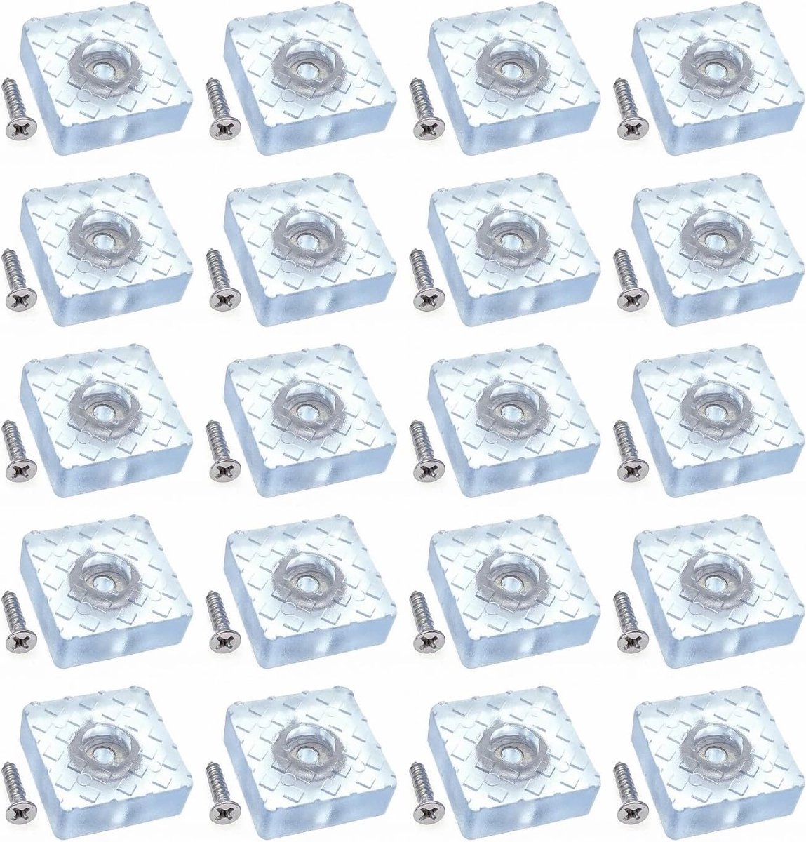 SnelShoppen - 20 x Non-slip Stille 30mm Rubber Vierkante Stoelpoot Pads Schroef-in Meubelglijders Silicone Vloerbeschermers met Schroeven voor Tafel B