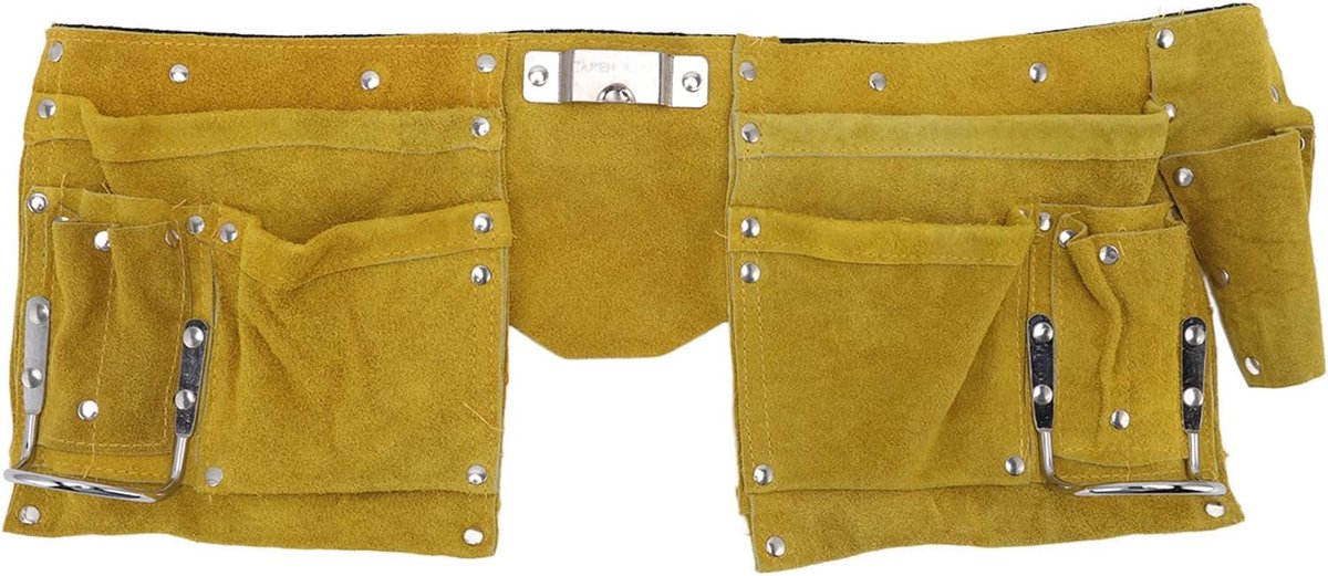 SnelShoppen - Duurzaam lederen gereedschapsriemschort met meerdere zakken, snelsluiting, draagbaar voor houtbewerking, multifunctioneel en praktisch i
