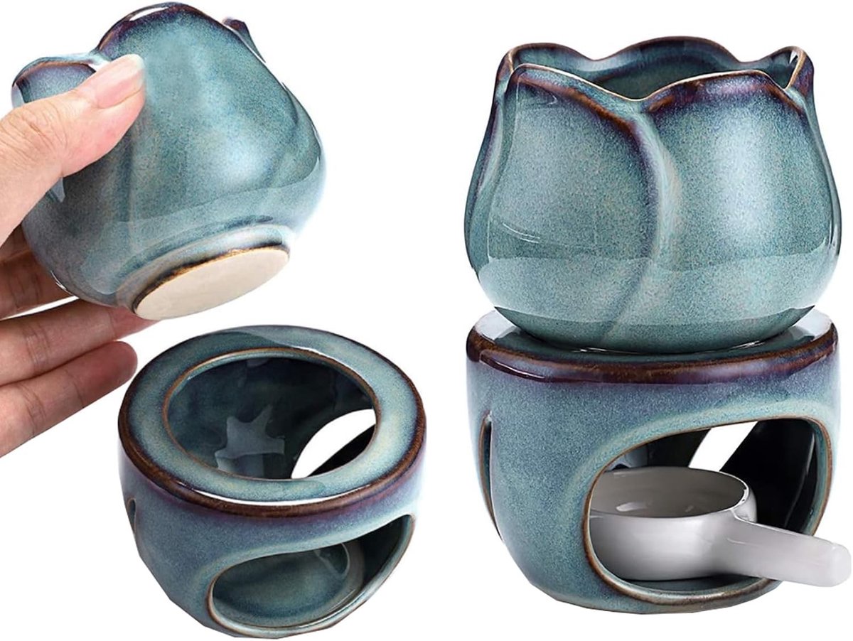 Ceramische Geurbrander met Lepel, Waxwarmer voor Kaarsen en Aroma Diffuser voor Thuis, Slaapkamer en Meditatie