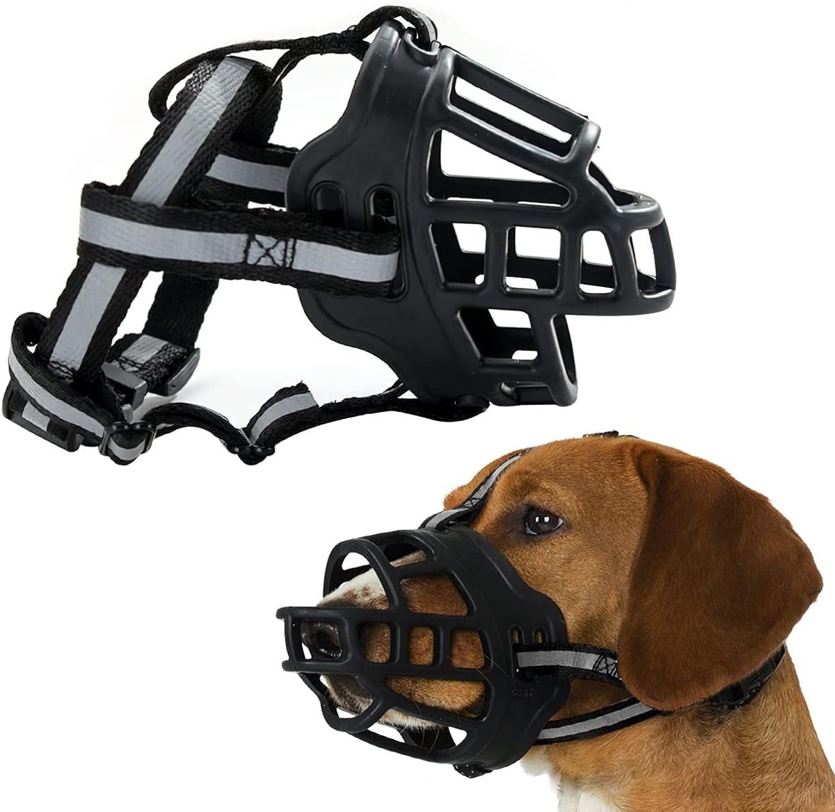SnelShoppen - Grote Hondenmuilkorf, Silicone Muilkorf voor Middelgrote Honden, Verstelbare Muilkorf, Voorkomt Blaffen, Bijten en Kauwen (M)