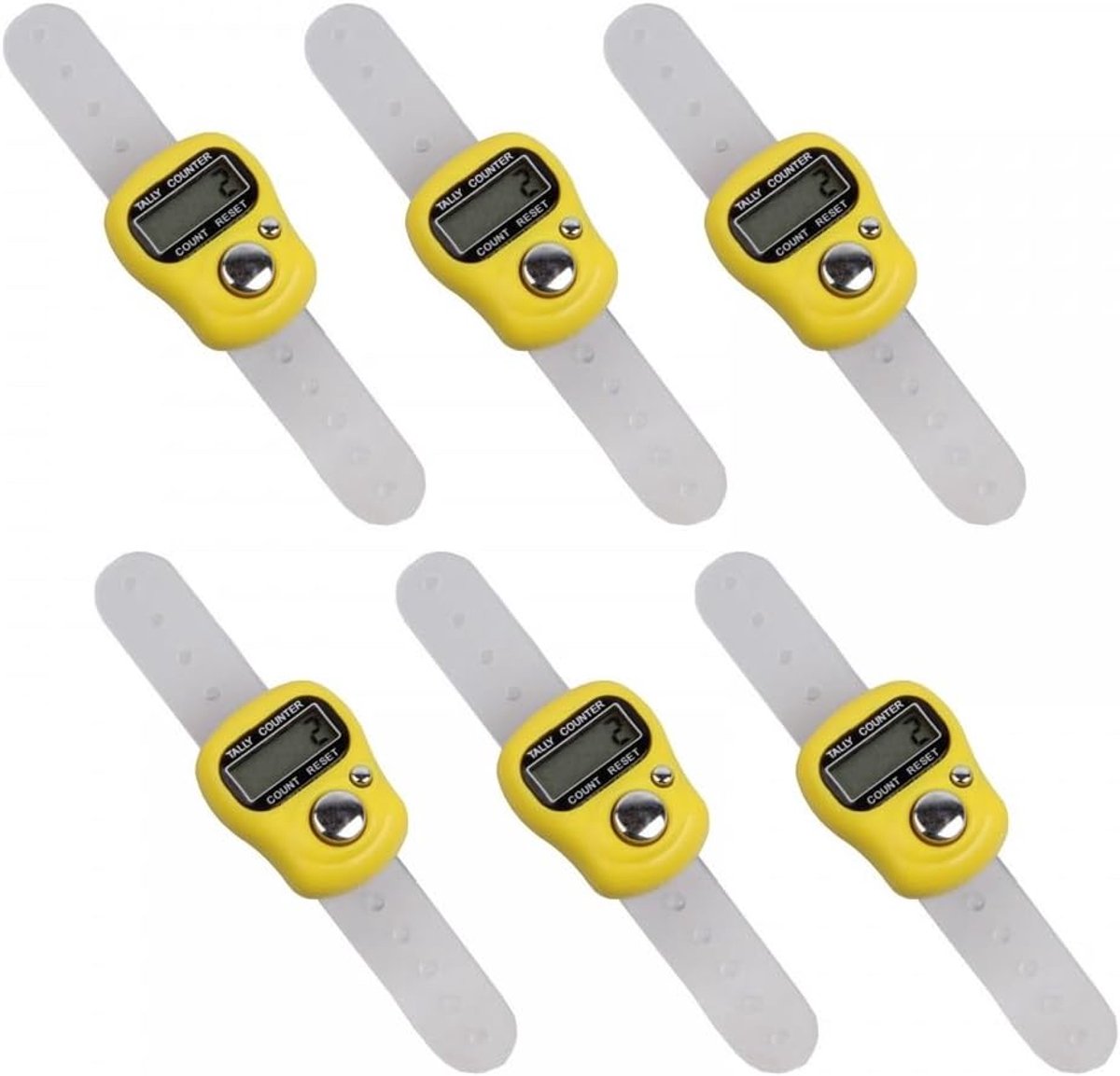 SnelShoppen - 6PCS Vinger Teller, ABS Mini Digitale Klikker Elektronische Rijteller voor Statistieken, Duurzaam en Energiezuinig, Compact en Handzaam