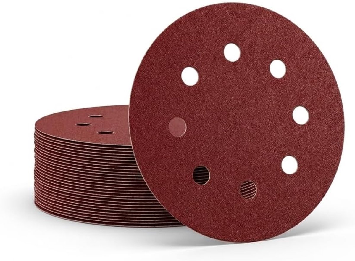 SnelShoppen - 30 Stuks Haak En Lussen Schuurpapier Schijven 180mm Rond 40/60/80/120/180/240 Korrel, 7 Inch Aluminium Oxide Schuurdiscs Voor Langneksch