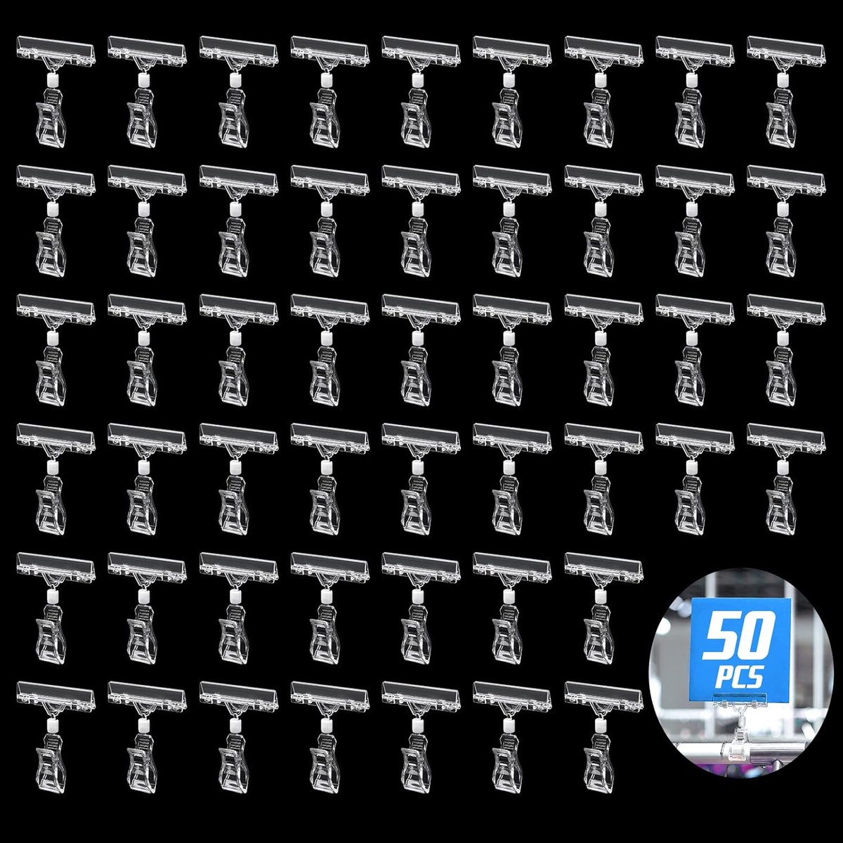 50 Pcs Exhibition Plate Clips, Plastic Rotary Label Clip, Clip Goods, Price Tags, Clip Board Holder Pedestal Clamp - ShopVlot