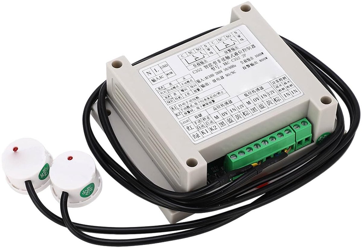 SnelShoppen - Waterniveau Controller, Vloeistofniveau Sensor AC100-260V Contactloos voor Olietank met Instelbare Gevoeligheid en Eenvoudige Installati