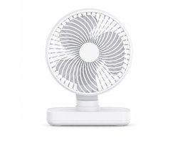 Tafelventilator Oplaadbaar – Stille Ventilator – 4 Snelheden – 90° Oscillatie – 4000 mAh - Wit