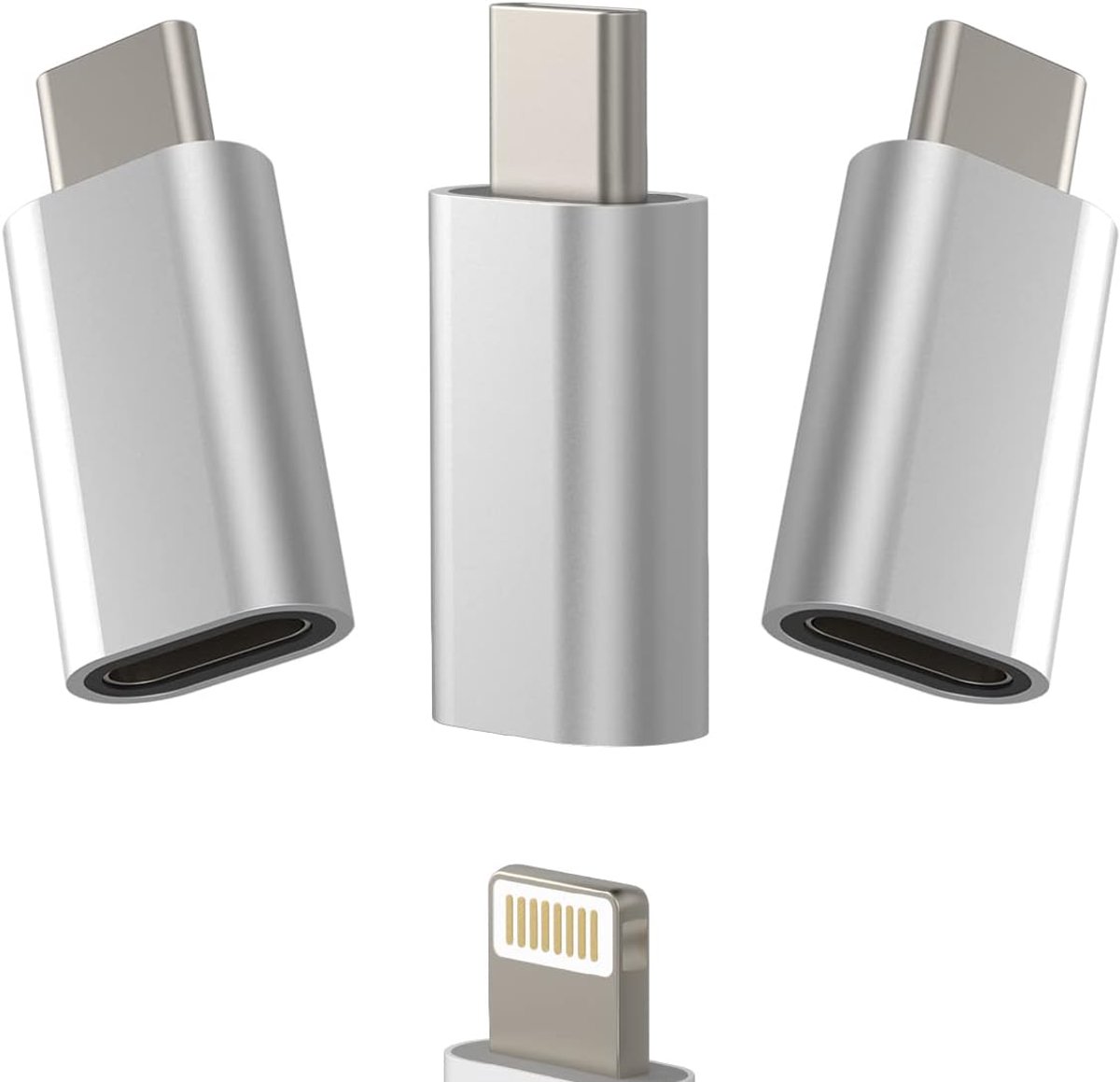 SnelShoppen - Lightning Nut naar USB C Mannelijke Oplaadkabel, Jack Adapter Set (3 Stuks), Oplader, Accessoires, Power Kit, iPhone Oplader, Kabel naar