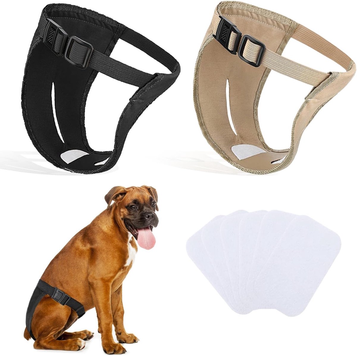 2 Pack Dog Pants, Dog Diapers with 6 Sanitary Napkins, Adjustable Protective Pants for Running Female Dogs, Monthly - ShopVlot
