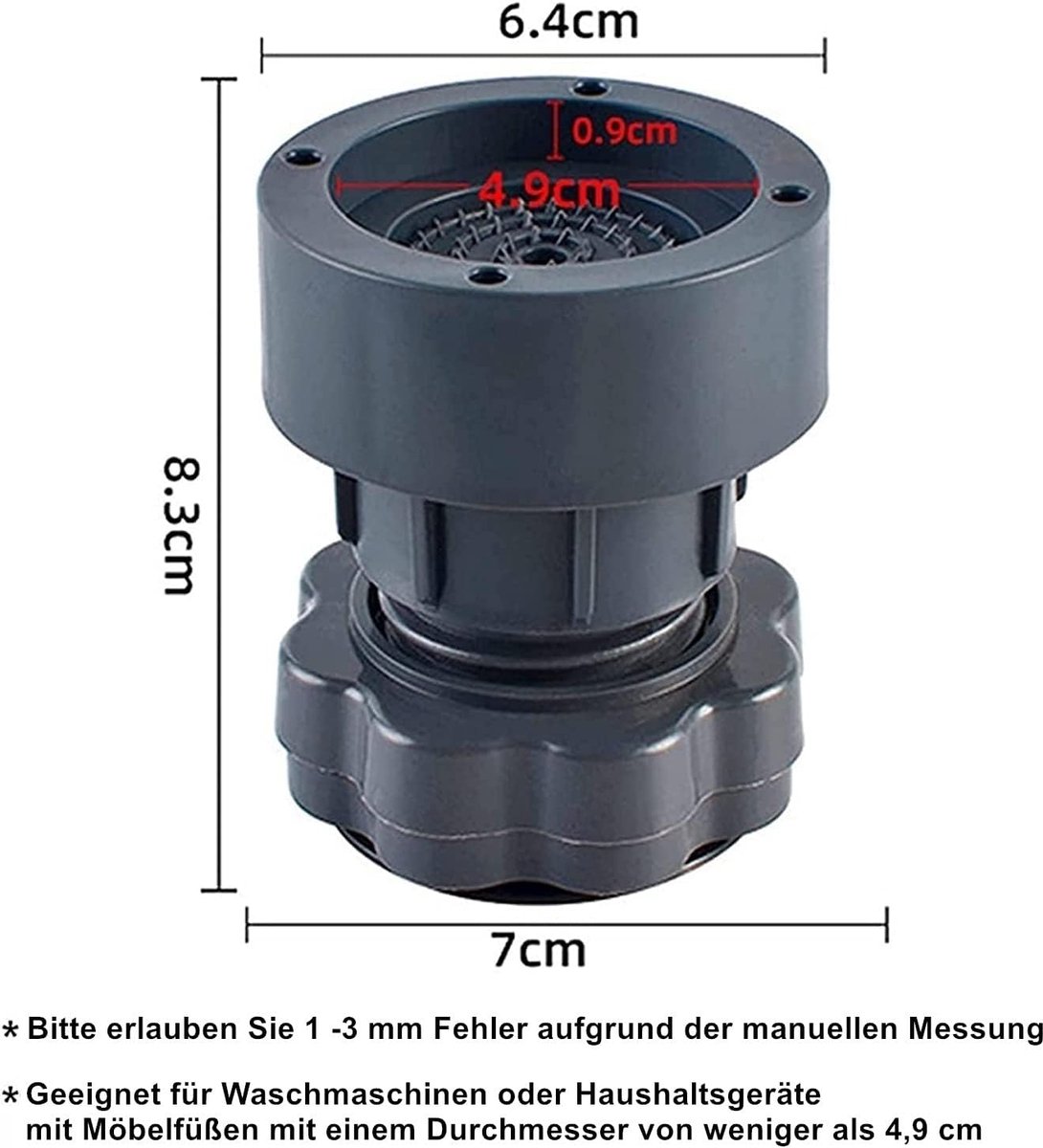 SnelShoppen - 4 stuks Vibratiedempers voor Wasmachine, Verstelbare Rubber Voeten voor Wasmachine Mat, Verstelbare Hoogte 7-10cm, Wasmachine Rubber Voe