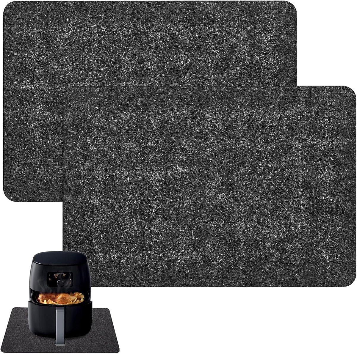 Air fryer mat 44 x 30 cm - felt en silicone - hittebestendig - bescherming voor aanrecht - ShopVlot