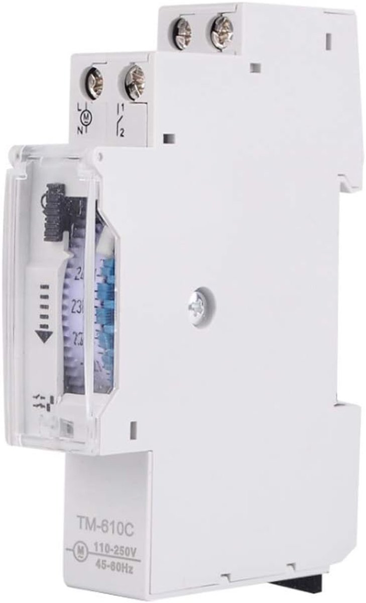 SnelShoppen - DIN-Rail Timer 1P Rail, Intelligente Tijdschakelaar voor Straatverlichting TM610C 220V, Mechanische Rail Timer voor Nauwkeurige Tijdcont