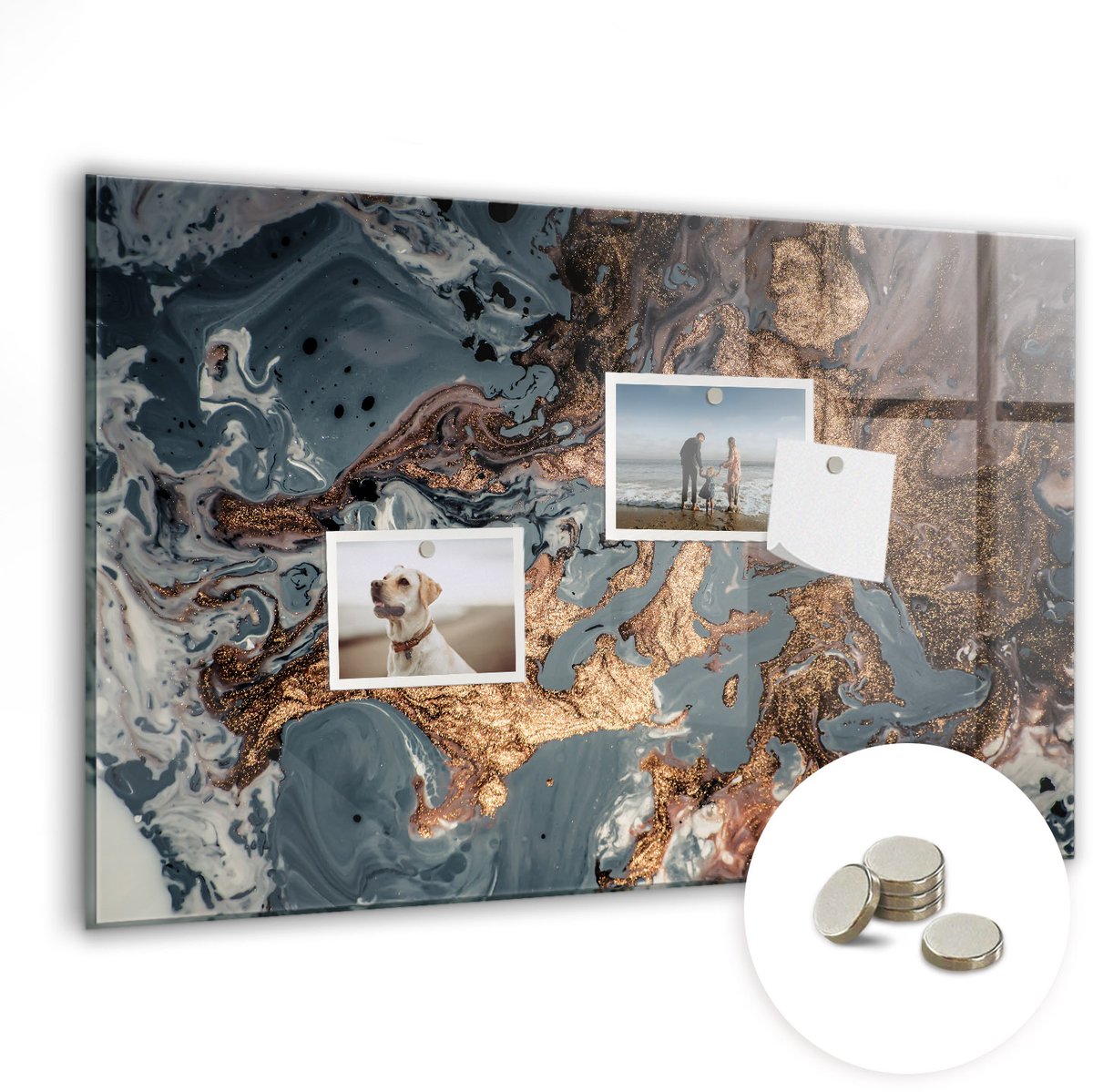 Coloray Glazen Magneetbord - Magnetisch Bord Decoratief marmer - 60x40 cm - Veelkleurig Magneetbord - Magnetic Board - Woonkamer Decoratie