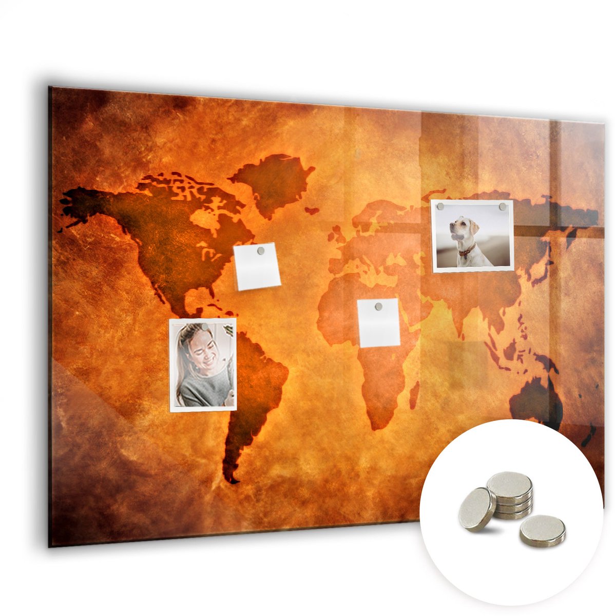 Coloray Glazen Magneetbord - Magnetisch Bord steiger aan het meer - 100x70 cm - Bruin Magneetbord - Magnetic Board - Woonkamer Decoratie