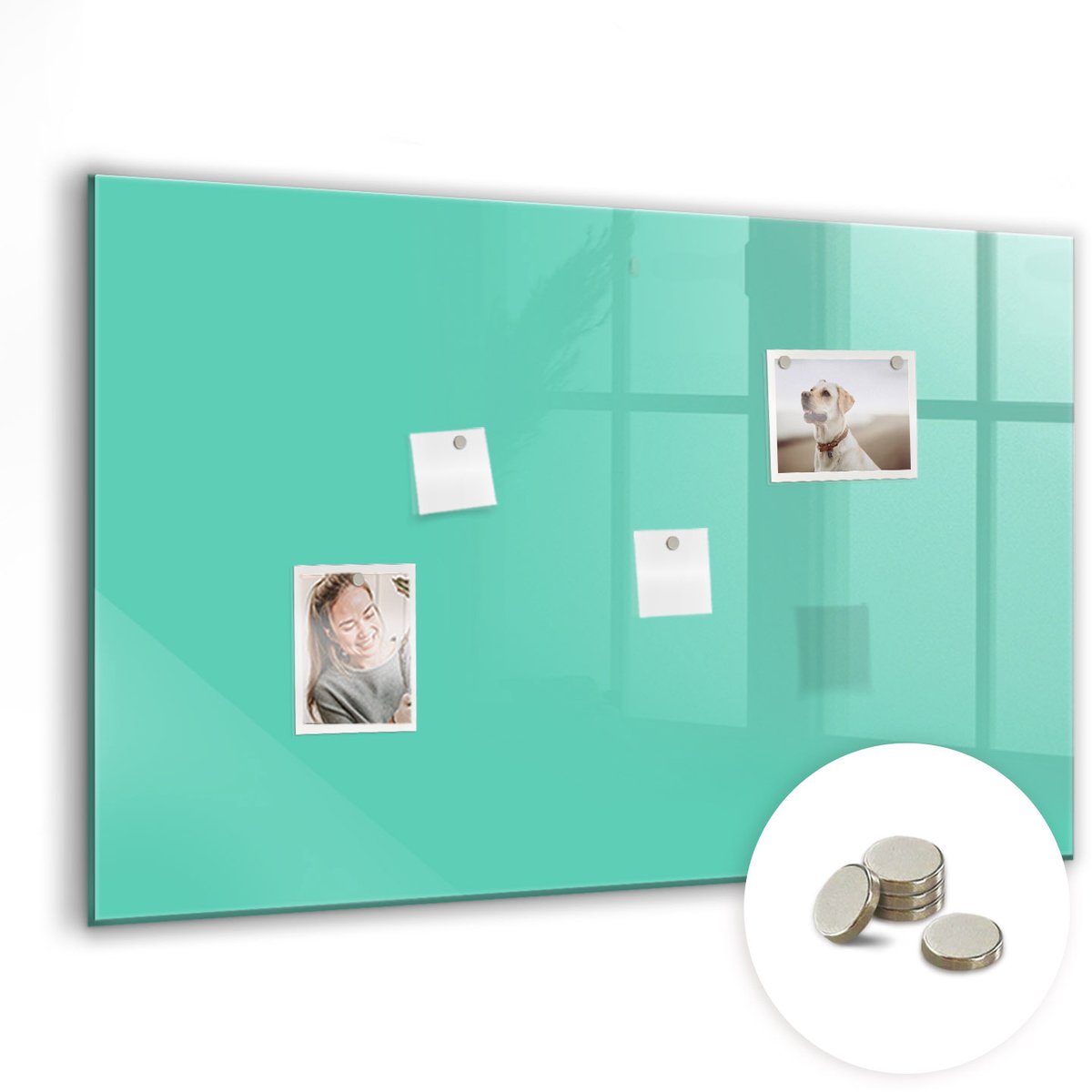 Coloray Glazen Magneetbord - Magnetisch Bord Rode kleur - 90x60 cm - Turkoois Magneetbord - Magnetic Board - Bureau Decoratie