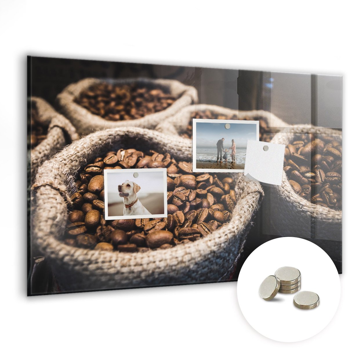 Coloray Glazen Magneetbord - Magnetisch Bord Koffiezakken - 60x40 cm - Bruin Magneetbord - Magnetic Board - Keuken Decoratie