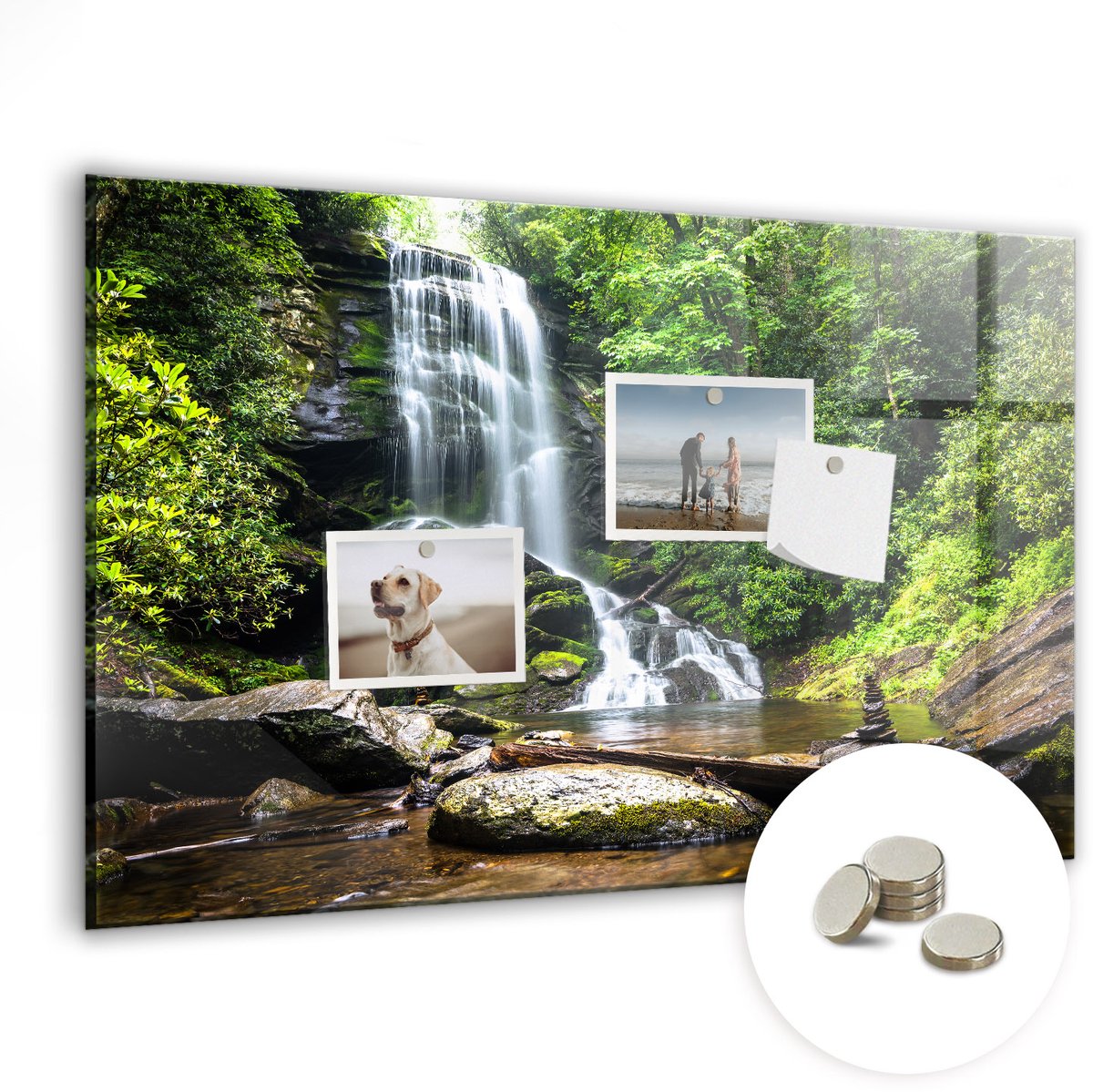 Coloray Glazen Magneetbord - Magnetisch Bord Boswaterval - 60x40 cm - Veelkleurig Magneetbord - Magnetic Board - Woonkamer Decoratie