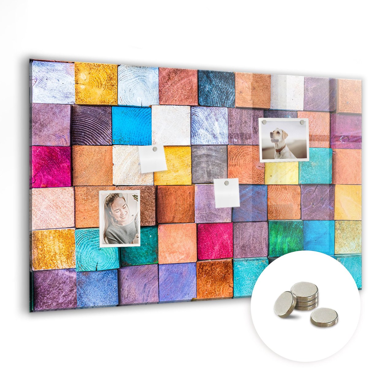 Coloray Glazen Magneetbord - Magnetisch Bord Oude wereldkaart - 90x60 cm - Veelkleurig Magneetbord - Magnetic Board - Magneetbord Design