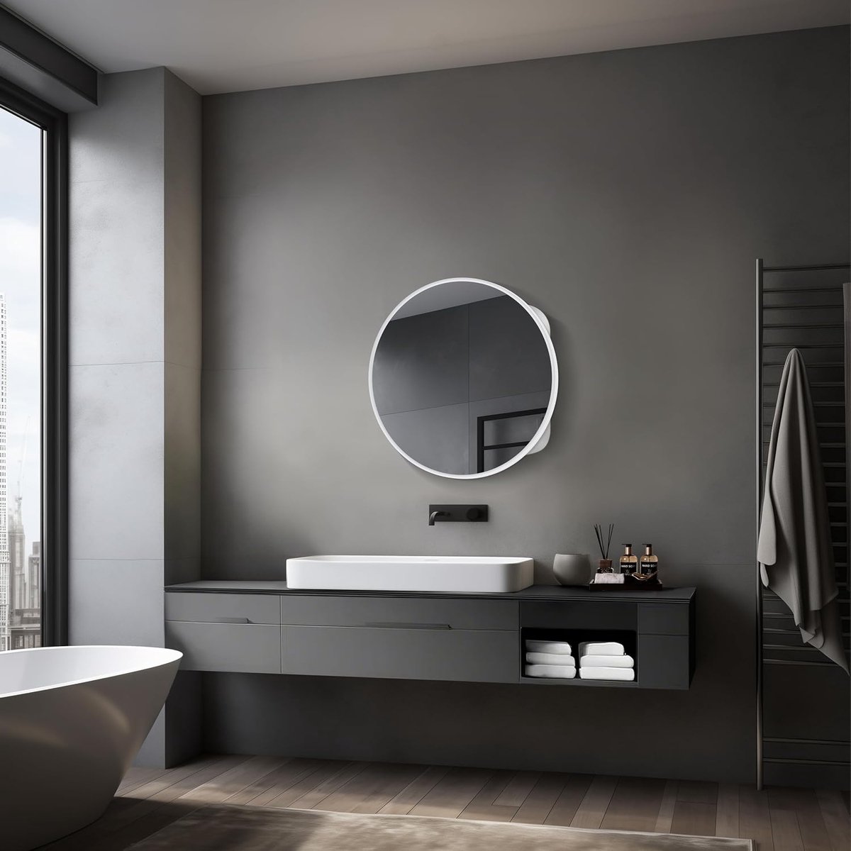 Toiletkast met Spiegel 60 cm - Aluminium - LED Verlichting - Eenvoudige installatie - ShopVlot