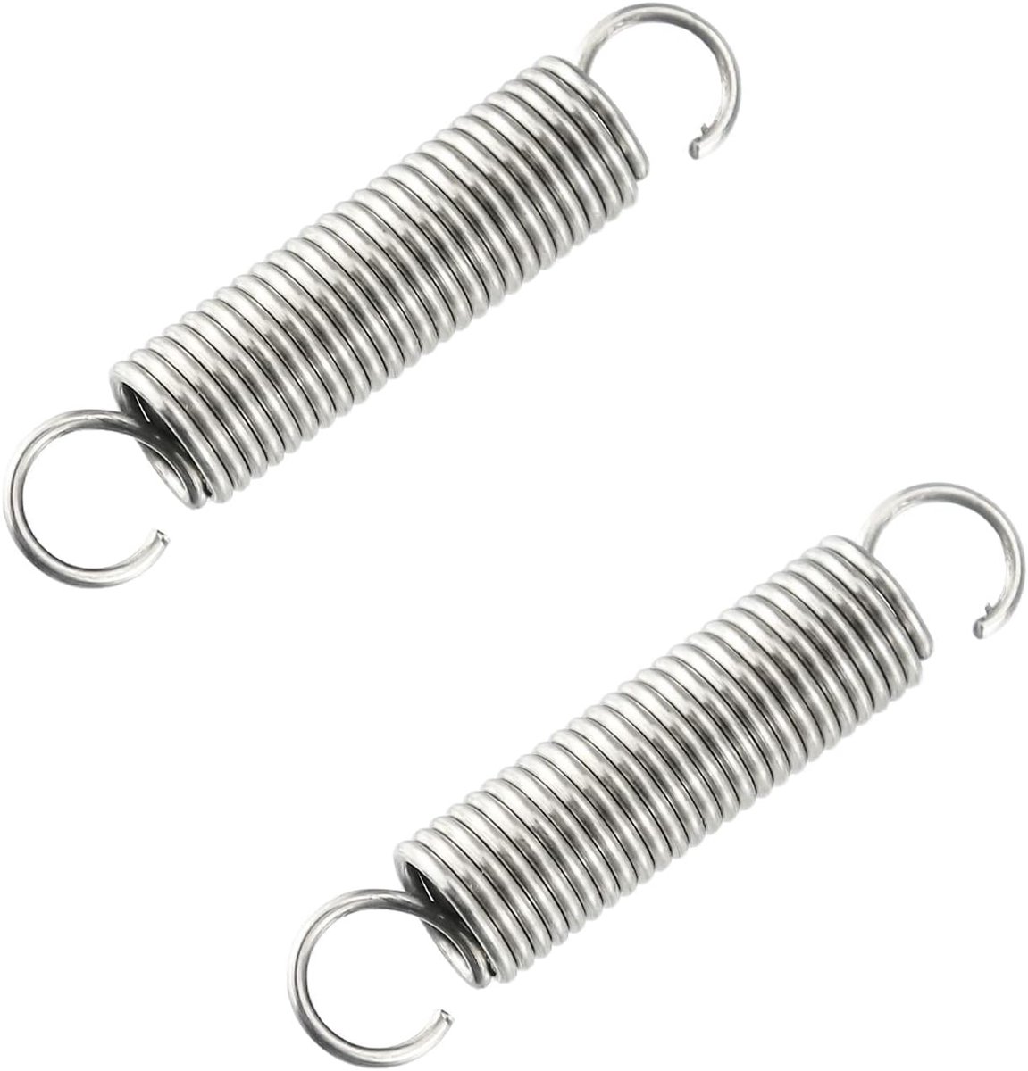 SnelShoppen - 2 Stuks 304 RVS Trekveer met Dubbele Haak, 50mm Vrije Lengte, 1.2mm Draaddiameter, 10mm Buitendiameter, Duurzaam en Roestvrij voor Produ